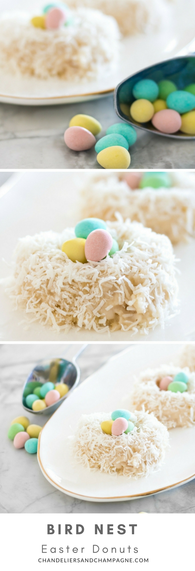Bird nest Easter donuts with mini eggs - Mini Eggs Bird Nest Easter Doughnuts - Fun a and Easy Easter Dessert Idea 