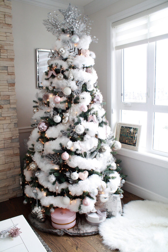 White Feathered Tree - Glam Christmas Home Tour