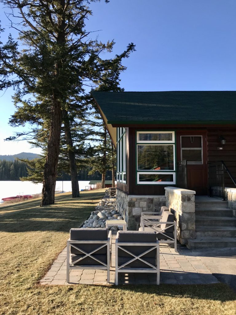 Lakeside log cabin at Fairmont Jasper Park Lodge