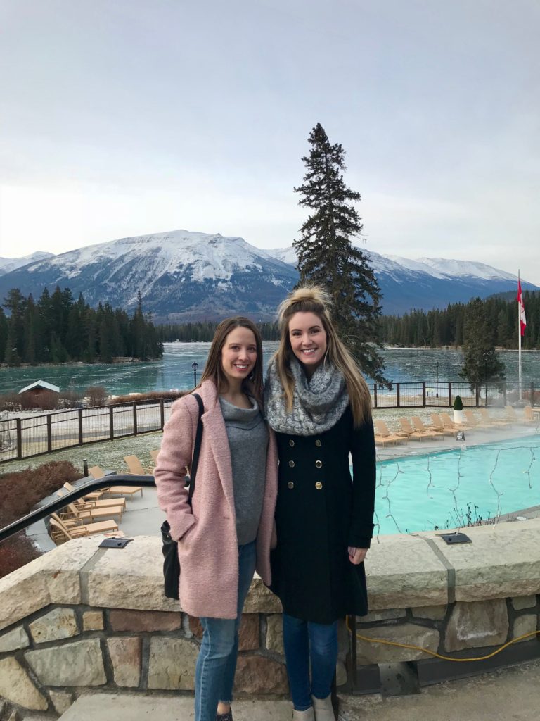 Stunning pool at mountain views at the Fairmont Jasper Park Lodge during Christmas in November