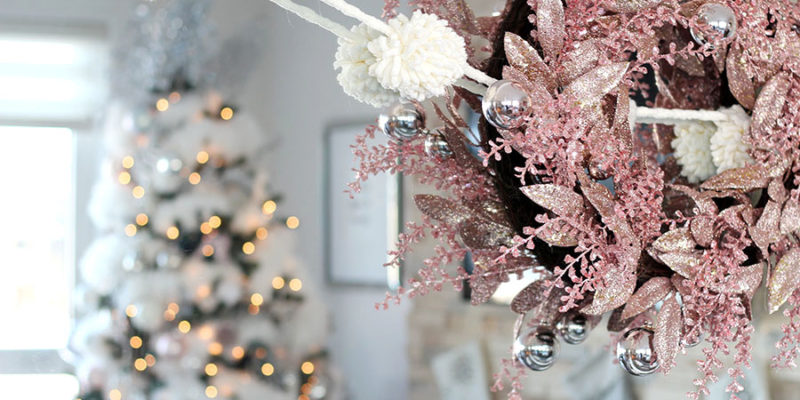 Glam Christmas Home Tour showcasing fluffy white feathered Christmas ...