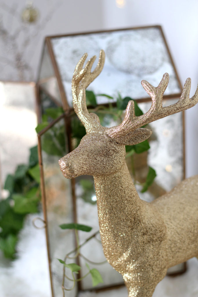 Gold sparkle deer - Glam Christmas home decor