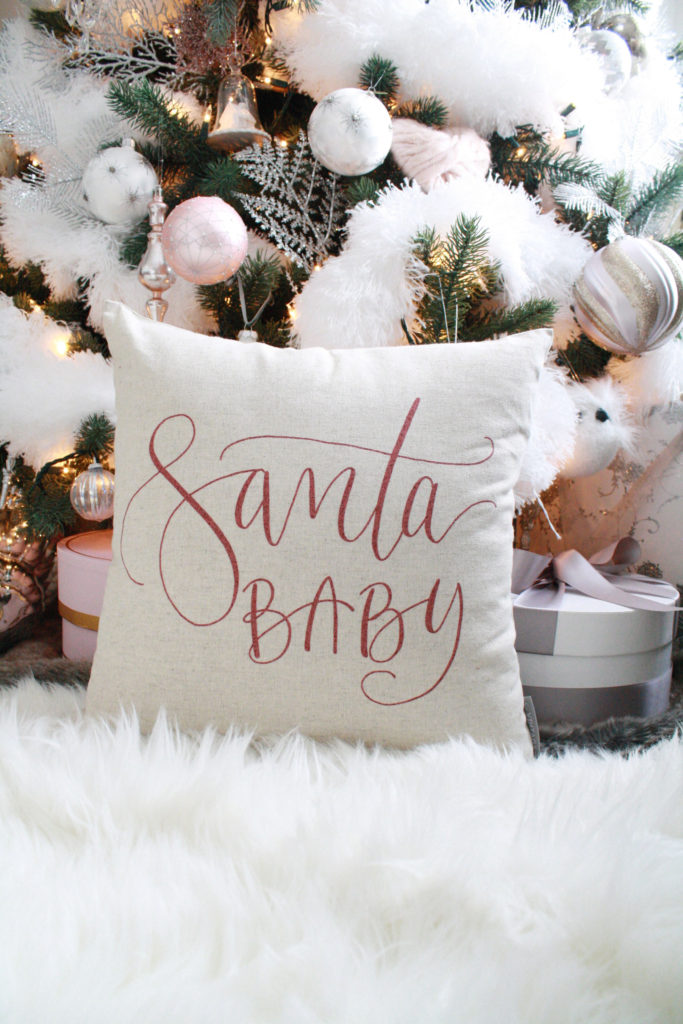 Glamorous Christmas Pillow - Cursive Santa Baby 