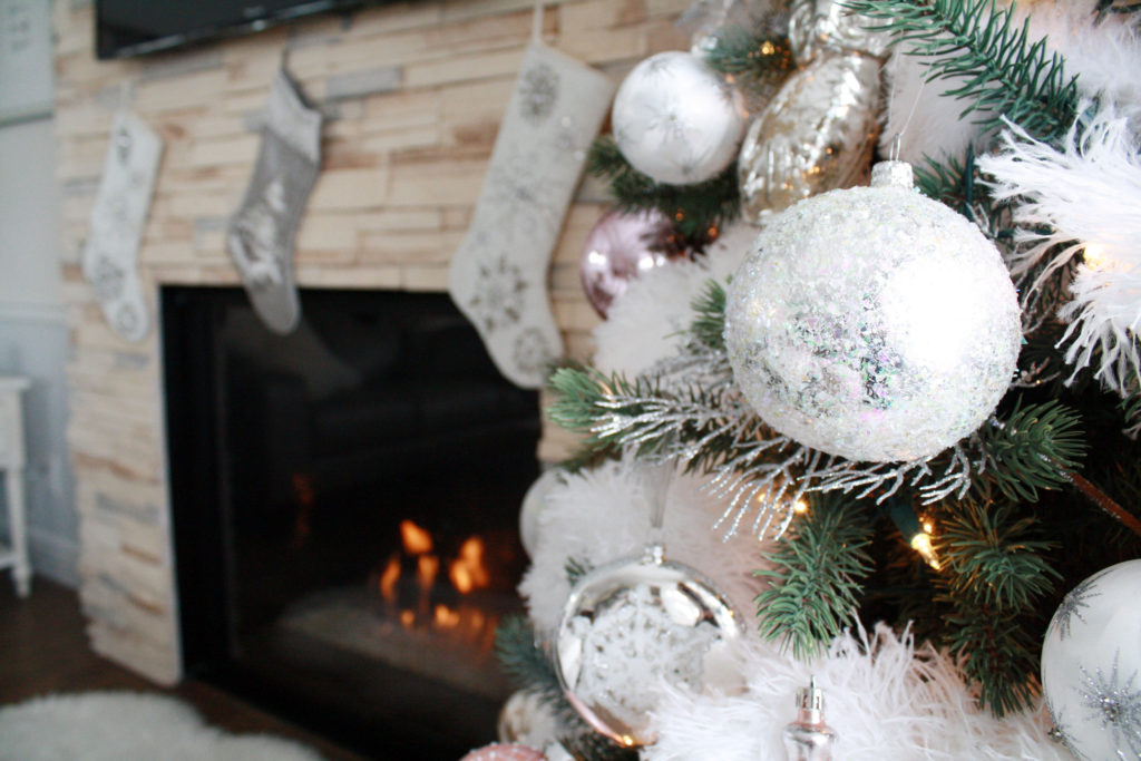 Pier 1 stockings by fireplace - Glam Christmas home decor tour