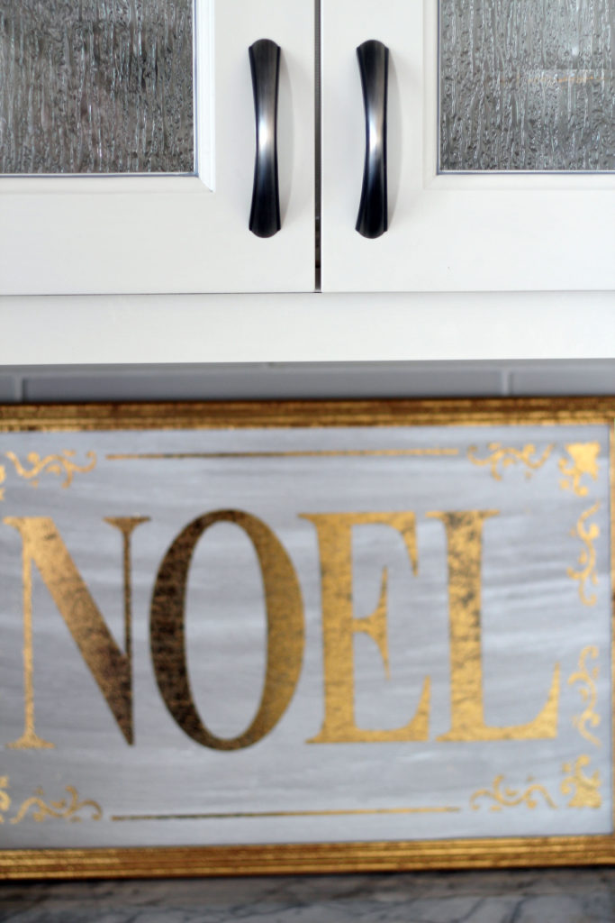 Noel sign in kitchen - Glam Christmas home decor