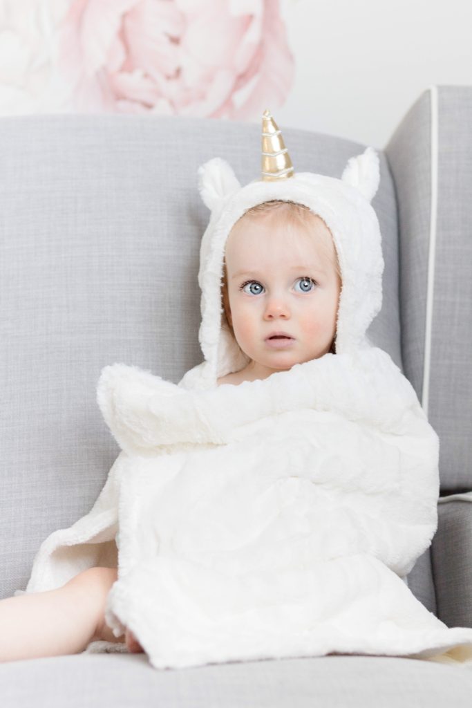 The cutest Valentine's Day outfits for baby girls - unicorn blanket by Pottery Barn Kids