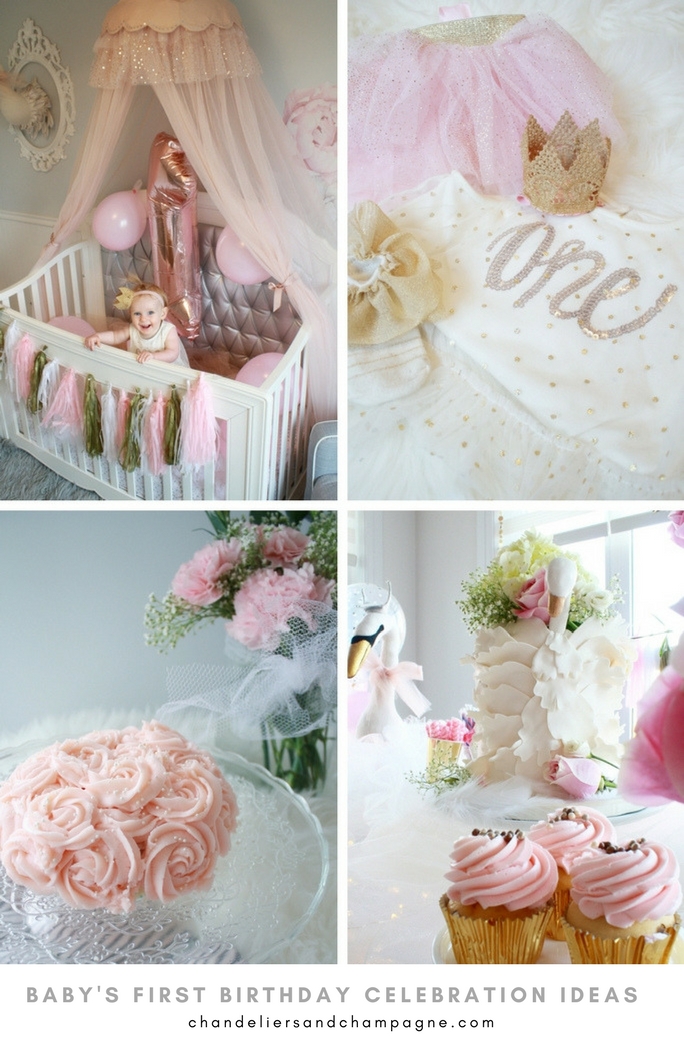 Easy First Birthday Ideas - Fun and easy ways to celebrate baby's first birthday - decorated crib - birthday outfit - swan themed birthday party - smash cake