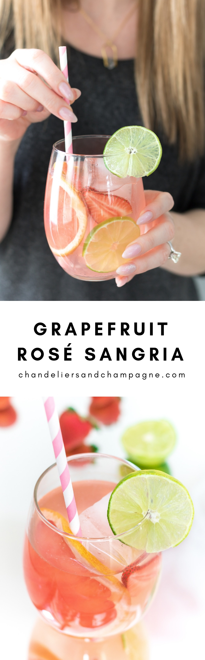 Refreshing Grapefruit Rosé Sangria recipe with fresh grapefruit juice and rosé wine