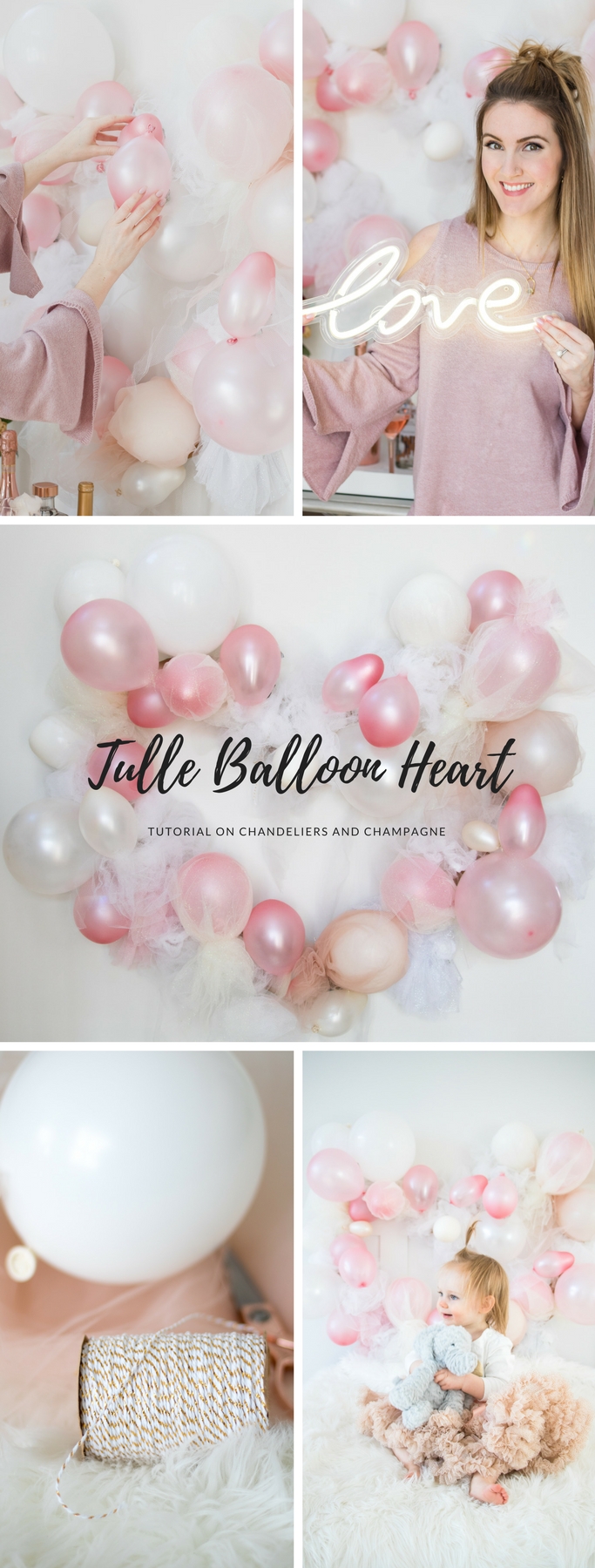 Tulle Balloon Heart Tutorial for Valentine's Day now posted on Chandeliers and Champagne! 