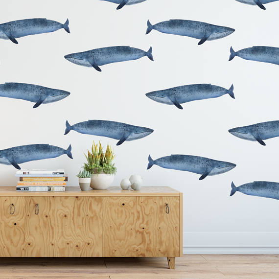 Blue whale Rocky Mountain Decals - perfect boys nursery decor - nursery wall decals for boys