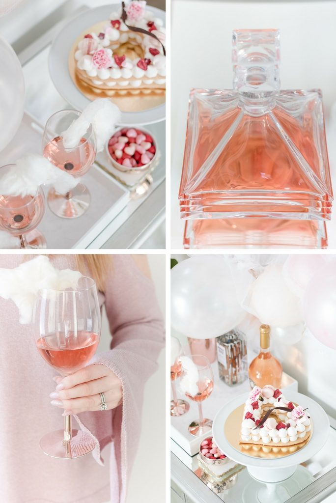 Valentine's Day Bar - rose cotton candy cocktail - Valentines Day bar styling 
