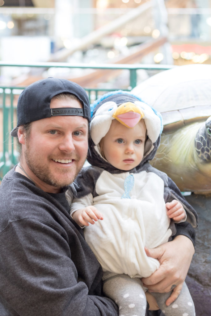 Sea Life Caverns and Sea Lions’ Rock Show: Indoor Family Activities in Edmonton - Checking out the Sea Life Caverns at WEM with this little penguin