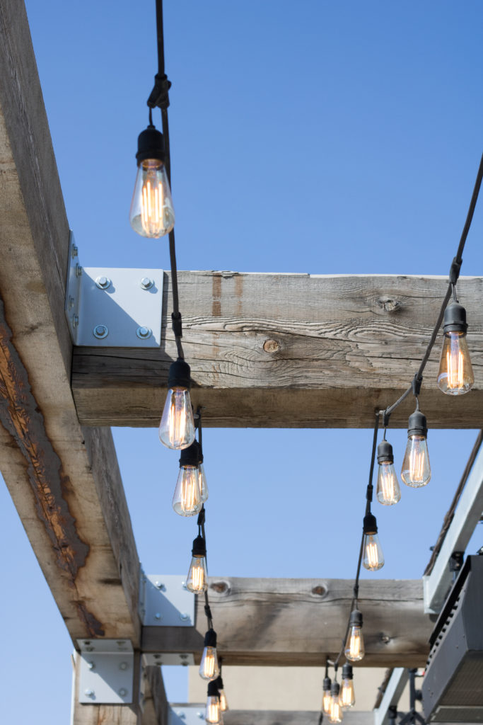 Patio with string lights - Patio at Central Social Hall in St. Albert, Alberta, Canada 