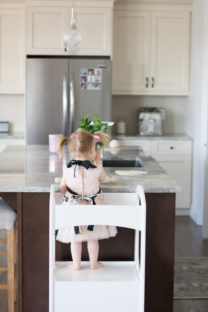 Little Partners Learning Tower - Kitchen helper step stool - Safe step stools for kids - Bright white kid-friendly kitchen