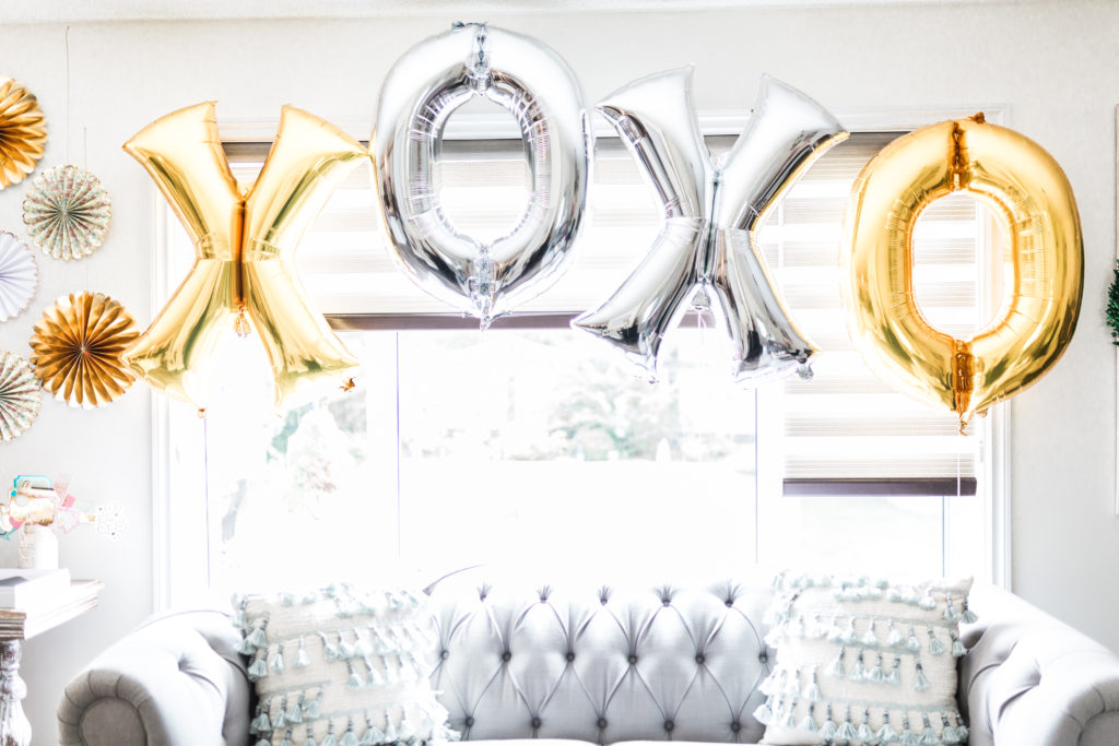 XOXO foil large balloons for bridal shower • Floral Bridal Shower • Gossip Girl Bridal Shower • 