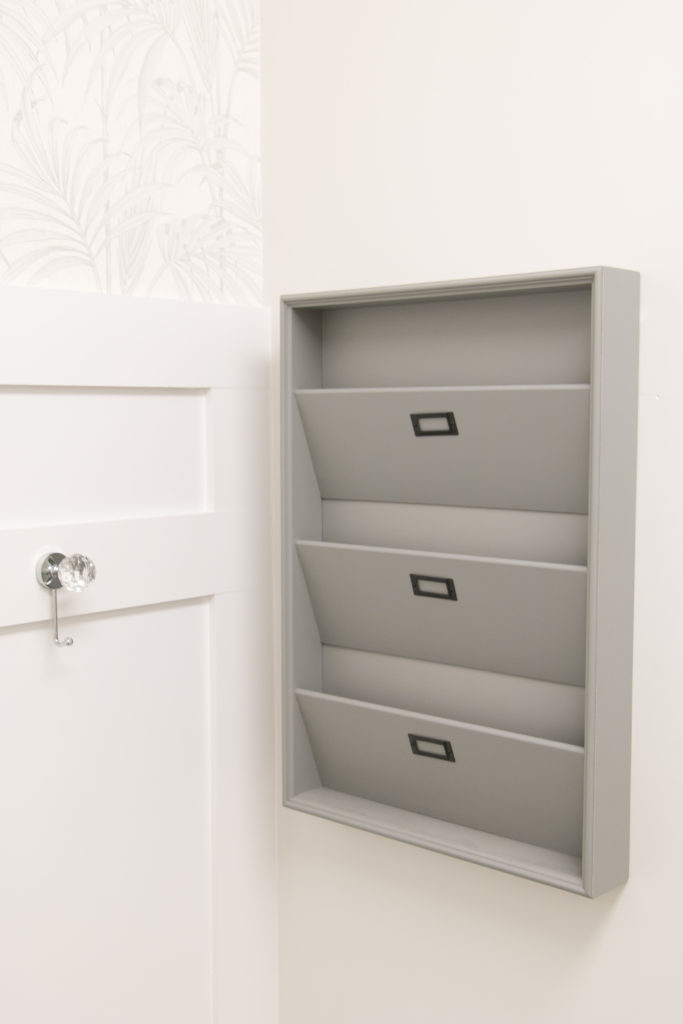 Bright white mudroom refresh with gray wall organizer • Mudroom design ideas and home organization