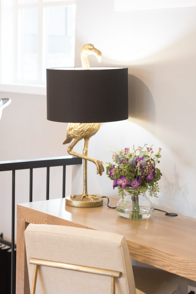 Gold bird lamp - home desk ideas - 2018 Edmonton DreamLife Lottery Home