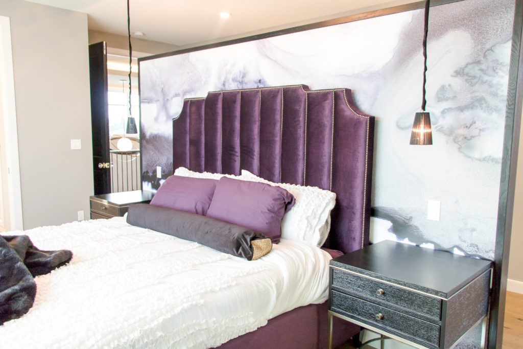 Purple velvet master bedroom - Master bedroom ideas - Glam bedroom ideas - 2018 Edmonton DreamLife Lottery Home