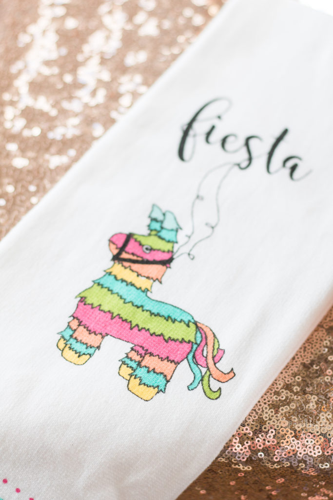 Fiesta pinata tea towel - Fiesta birthday party decor - Mexican decor