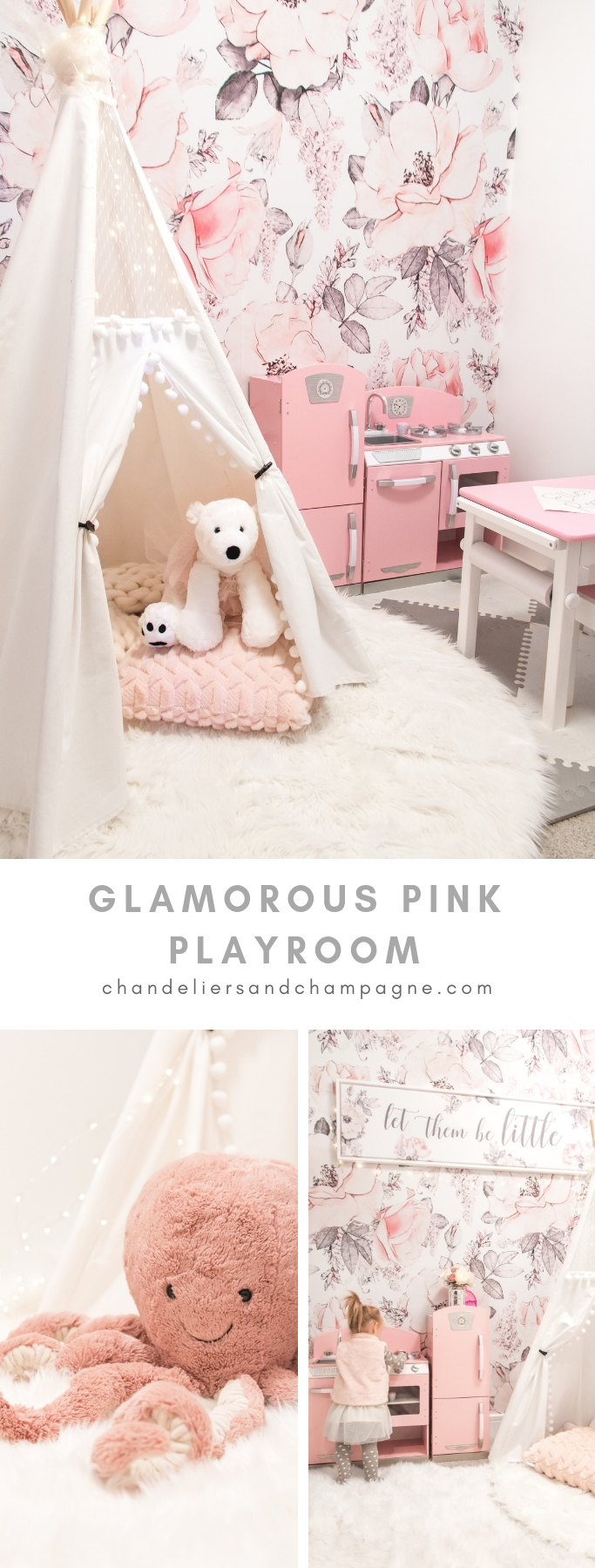 Glamorous pink playroom - Glamorous pink toy room - Glamorous pink nursery - Glamorous pink girls bedroom - Glamorous pink kids decor