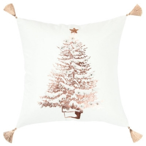 Gold tassel Christmas tree pillow, gold tassel Christmas tree cushion, rose gold Christmas tree pillow, 60 cute Christmas pillows, 60 cute holiday pillows, cute Christmas cushions