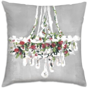 Chandelier Christmas pillow with flowers, Chandeliers Holiday pillow, 60 cute Christmas pillows, 60 cute holiday pillows, cute Christmas cushions