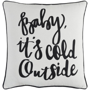 Black and white cursive baby it's cold outside pillow, black and white baby it's cold outside cushion, 60 cute Christmas pillows, 60 cute holiday pillows, cute Christmas cushions