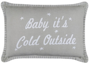 Gray baby it's cold outside pillow, Baby it's cold outside Christmas pillow, 60 cute Christmas pillows, 60 cute holiday pillows, cute Christmas cushions