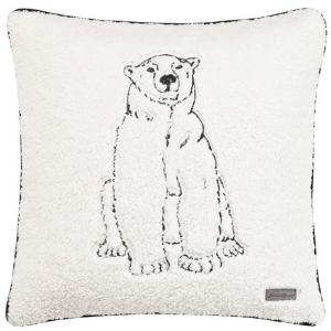 White fuzzy polar bear Christmas pillow, 60 cute Christmas pillows, 60 cute holiday pillows, cute Christmas cushions