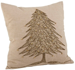 Gold sequin Christmas tree pillow, Gold sequin holiday tree Christmas pillow, 60 cute Christmas pillows, 60 cute holiday pillows, cute Christmas cushions