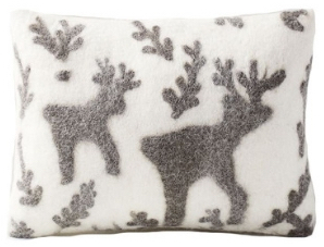 Fuzzy Christmas reindeer pillow, Reindeer holiday pillow, 60 cute Christmas pillows, 60 cute holiday pillows, cute Christmas cushions