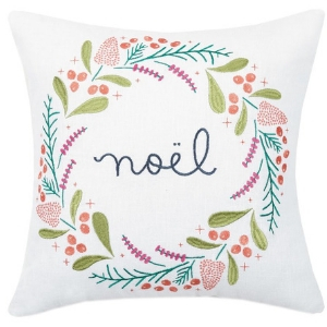 Cursive Noel wreath pillow, cursive Christmas pillow, Noel pillow 60 cute Christmas pillows, 60 cute holiday pillows