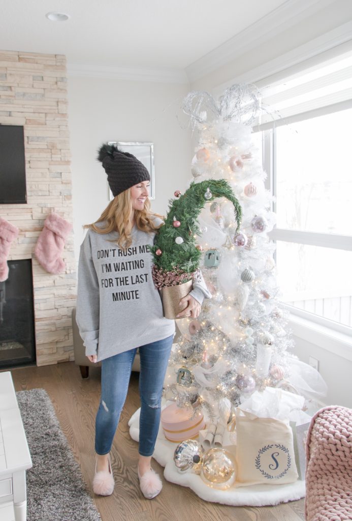 Don't rush me Im waiting for the last minute sweatshirt, Swoon-worthy Christmas Gift Guide, Etsy gift ideas, Grinch tree Christmas decor