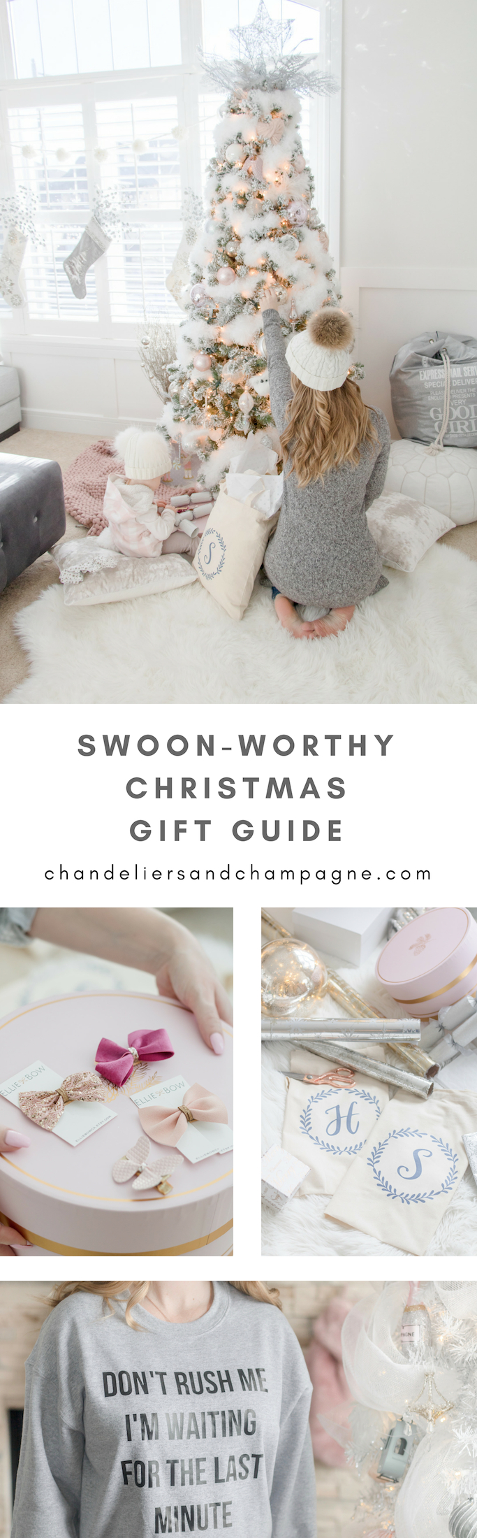 Fluffy white Christmas tree styling and Christmas gift and wrapping ideas for 2018 - glamorous Christmas gift ideas - girly Christmas gift ideas 