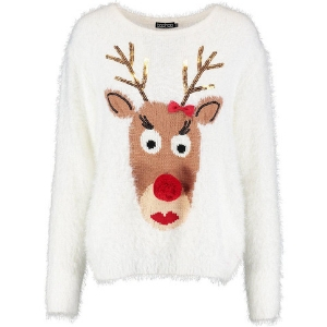 Reindeer pom pom Christmas sweater • 30 Cute Ugly Christmas Sweaters For Women that Sleigh in 2018 • The Tackiest, Cutest Ugly Christmas Sweaters of 2018