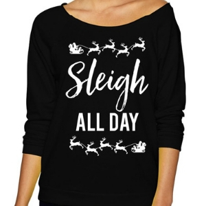 Sleigh all day Christmas sweater • 30 Cute Ugly Christmas Sweaters For Women that Sleigh in 2018 • The Tackiest, Cutest Ugly Christmas Sweaters of 2018