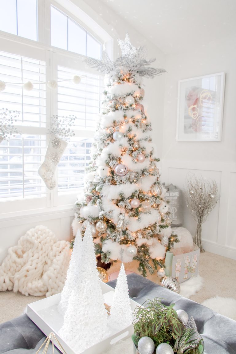 Our White Fluffy Christmas Tree - Chandeliers and Champagne