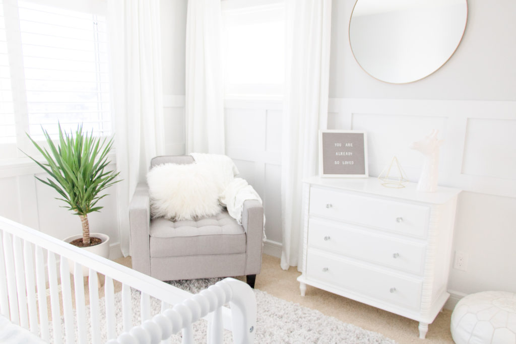 Gender neutral nursery inspiration featuring white and gray colour palette - Gray baby boy nursery design ideas 