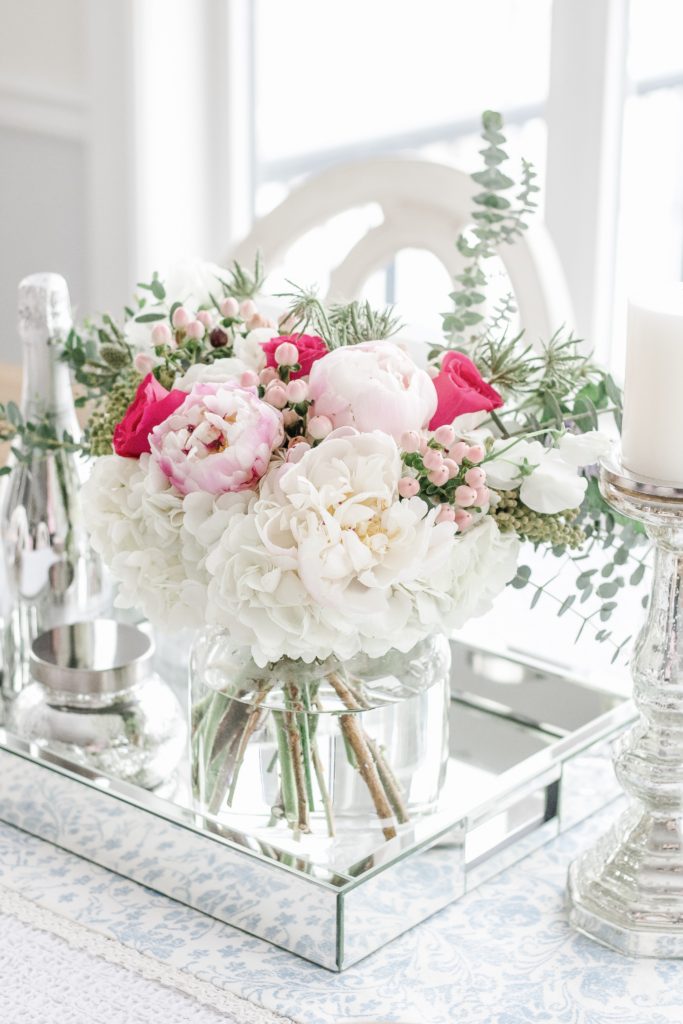 3 Easy Steps to Create a Blush Spring Table Setting - peony and hydrangea centerpiece - pink spring tablescape inspiration 