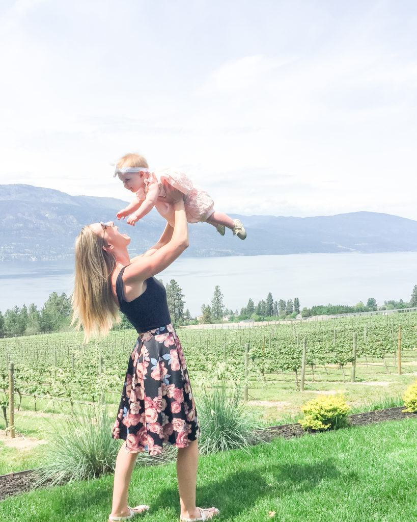 Mom and baby girl at winery in Kelowna, British Columbia - 10 Cute Dresses for Toddler Moms