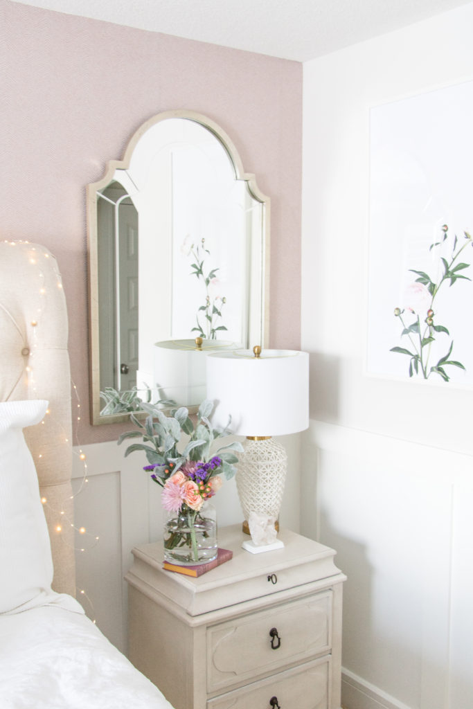 Elegant White Master Bedroom & Blush Decorative Pillows - The Pink