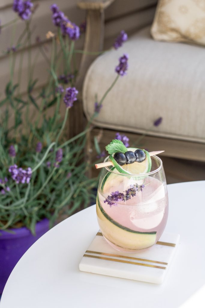 Patio drink with fresh lavender