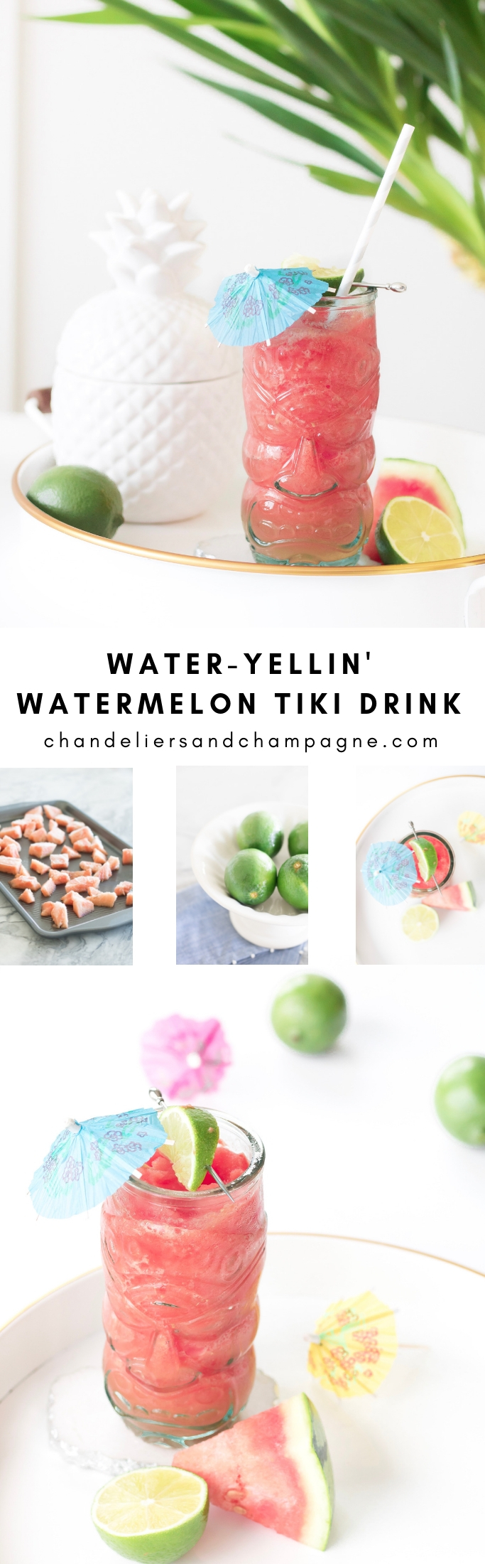 Water-yellin' Watermelon frozen tiki drink recipe: blended tiki cocktail drink recipe
