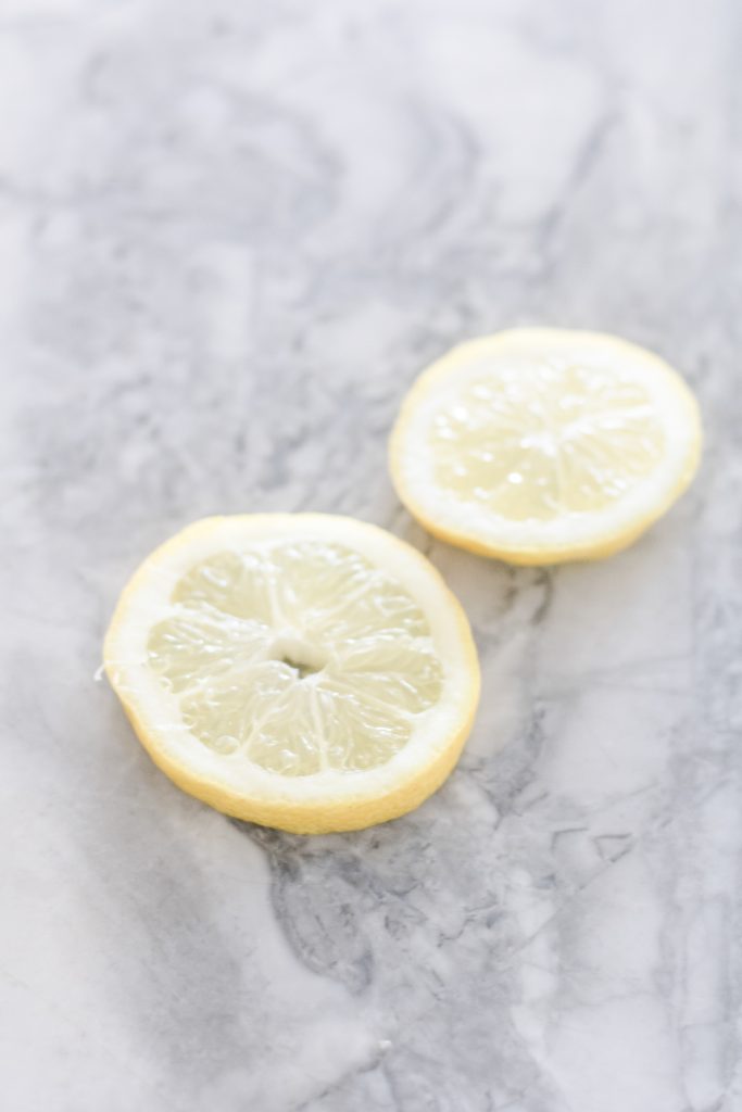 Closeup of sliced lemons