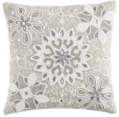 Beaded snowflake pillow