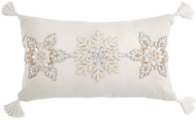 Beaded snowflake lumbar pillow