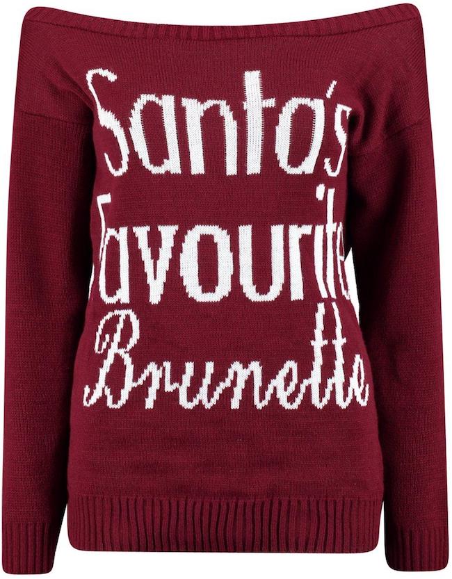 Santa's Favourite Brunette Christmas sweater