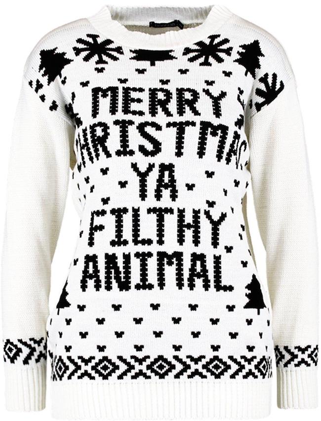 Women's Christmas sweaters : Merry Christmas Ya Filthy Animal