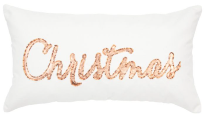 Gold and white Christmas pillow
