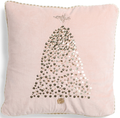 Blush velvet Christmas tree pillow
